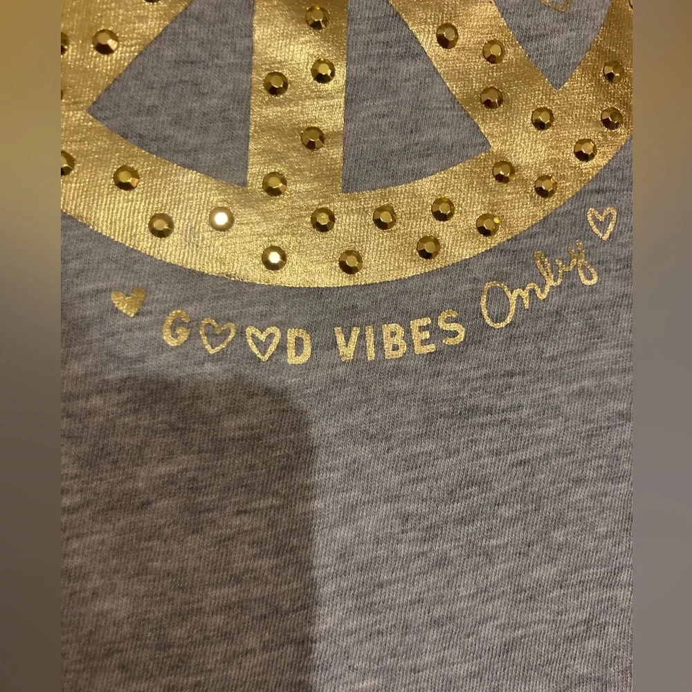 NWT Justice Peace sign tank top sz 7 gray heather/gold